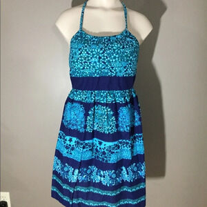 🌸 No Boundaries Blue & Green Halter Dress S